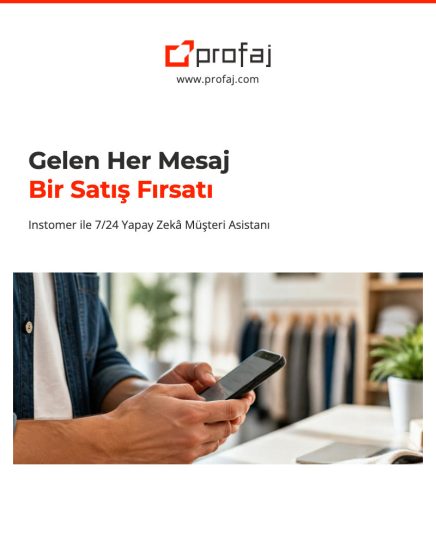 Instomer yapay zeka müşteri asistanı: telefonda müşteri mesajlarını yanıtlayan işletme sahibi