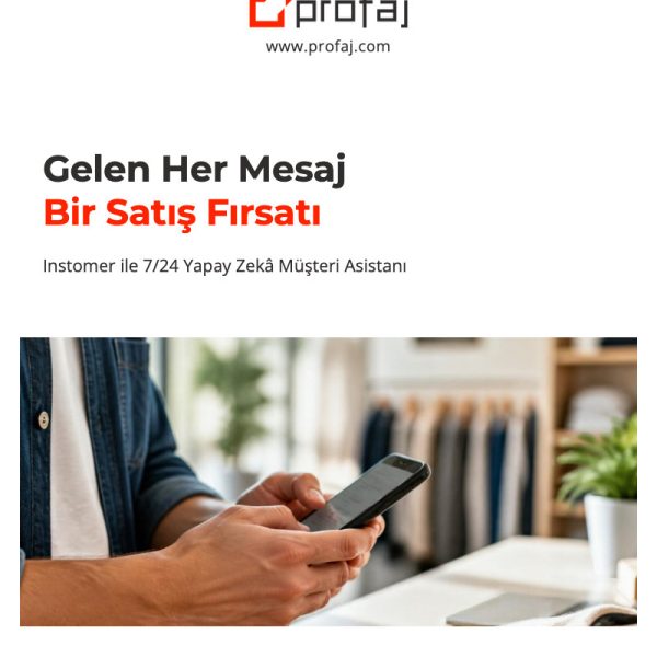 Instomer yapay zeka müşteri asistanı: telefonda müşteri mesajlarını yanıtlayan işletme sahibi